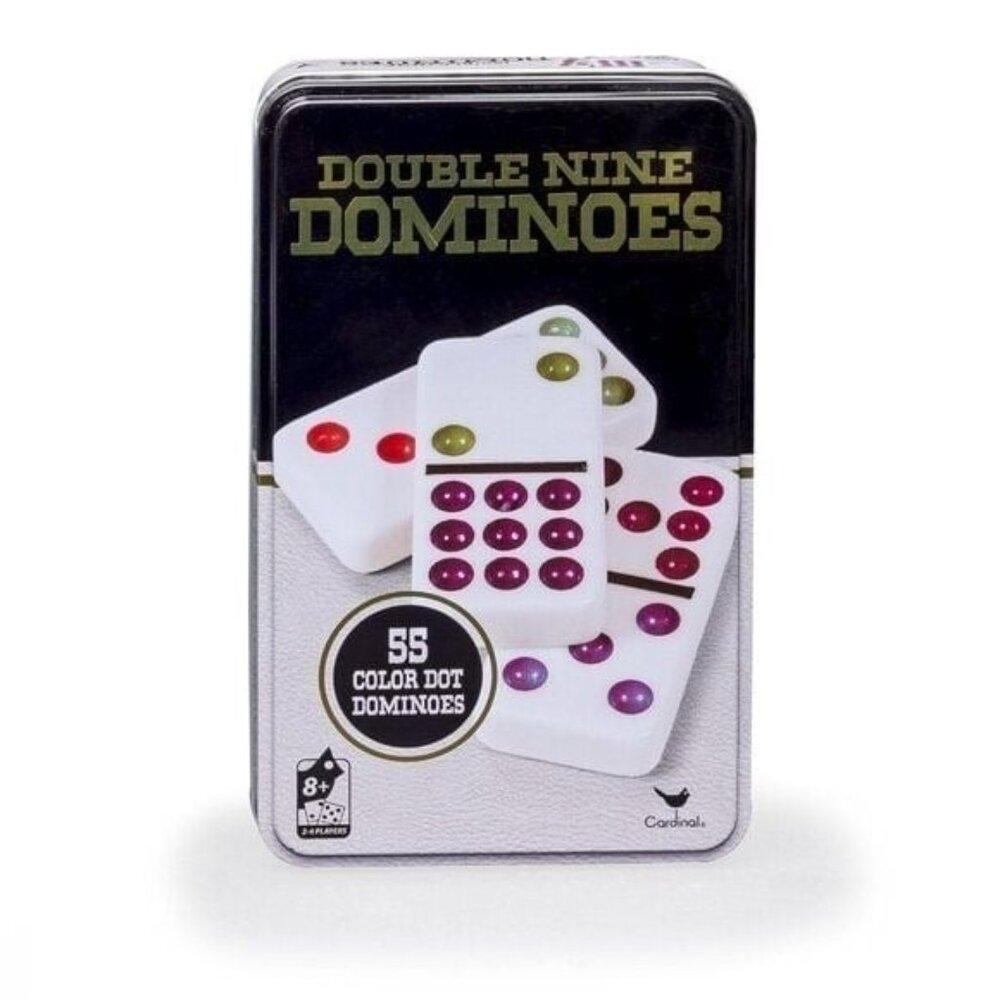 Double Nine Color Dot Dominoes Game in a Tin-NEW-SEALED